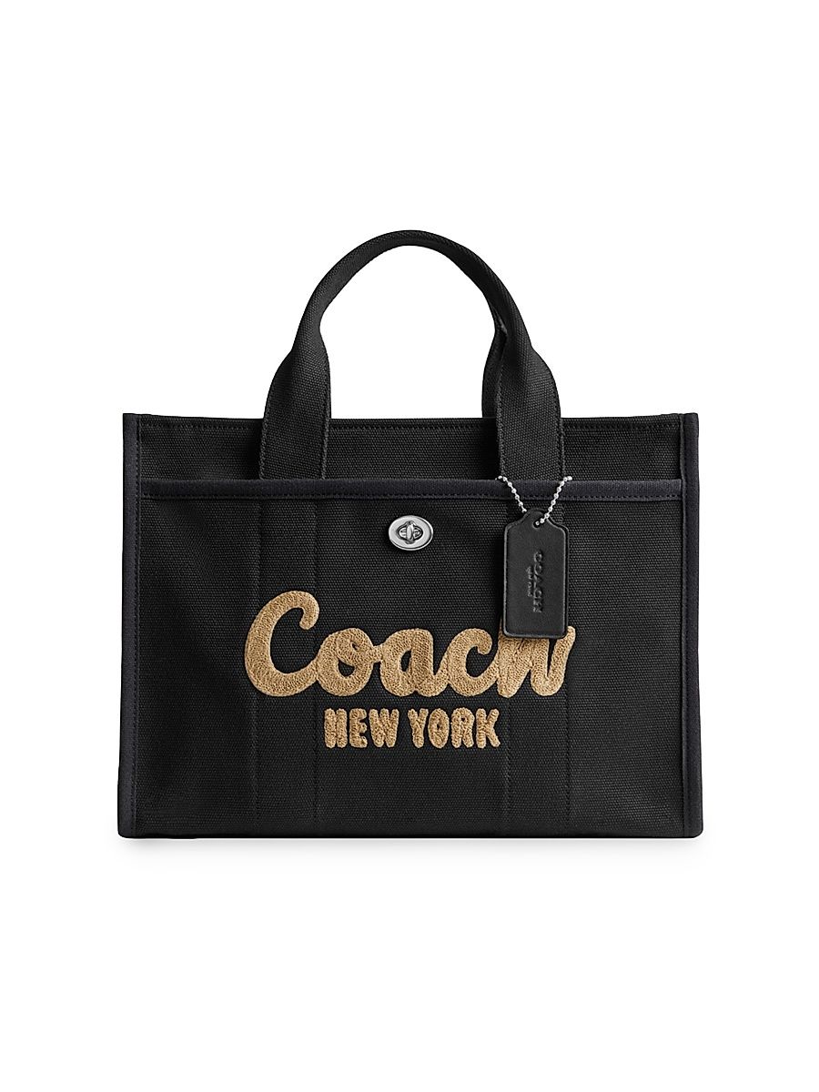 Women's Cargo Canvas & Leather Tote Bag - Black