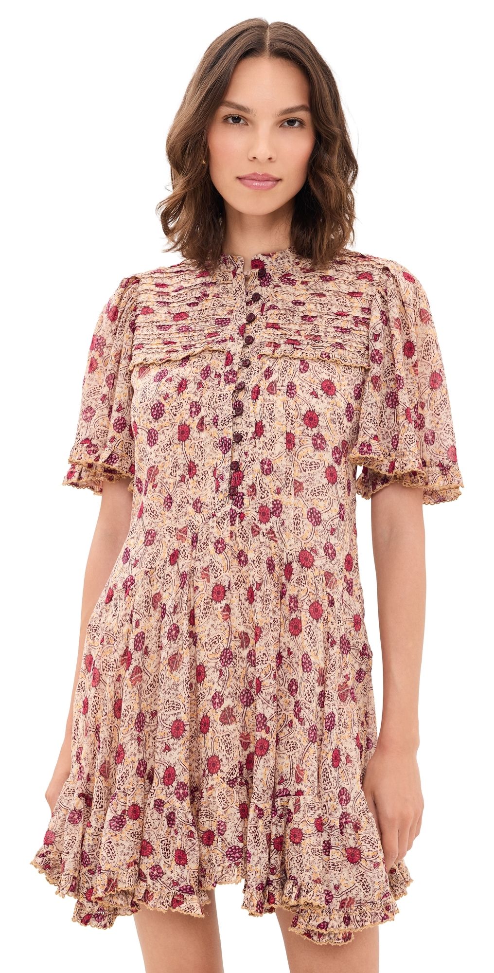 Isabel Marant Étoile Daynia Dress Ecru/Raspberry 42