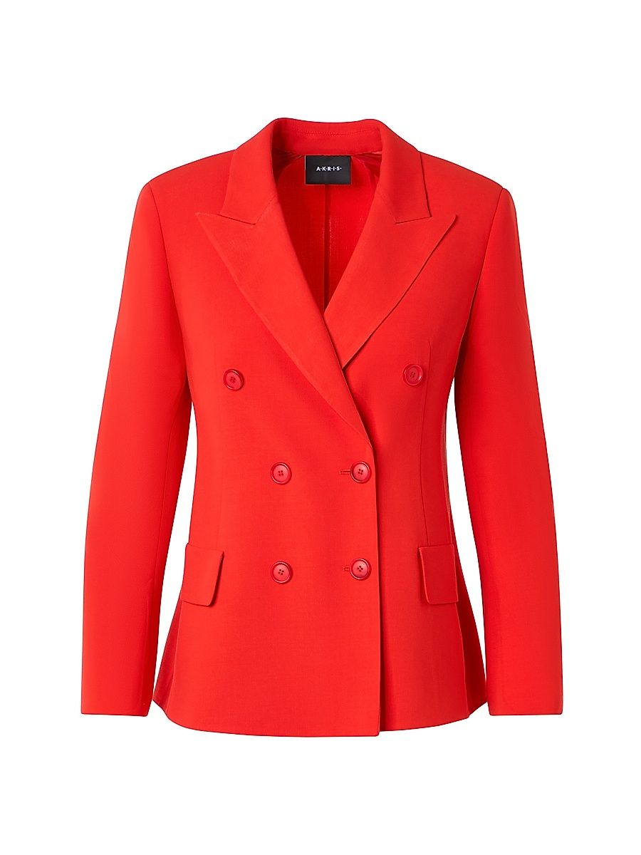 Women's Azalea Double-Breasted Wool Blazer - Vermillion - Size 12