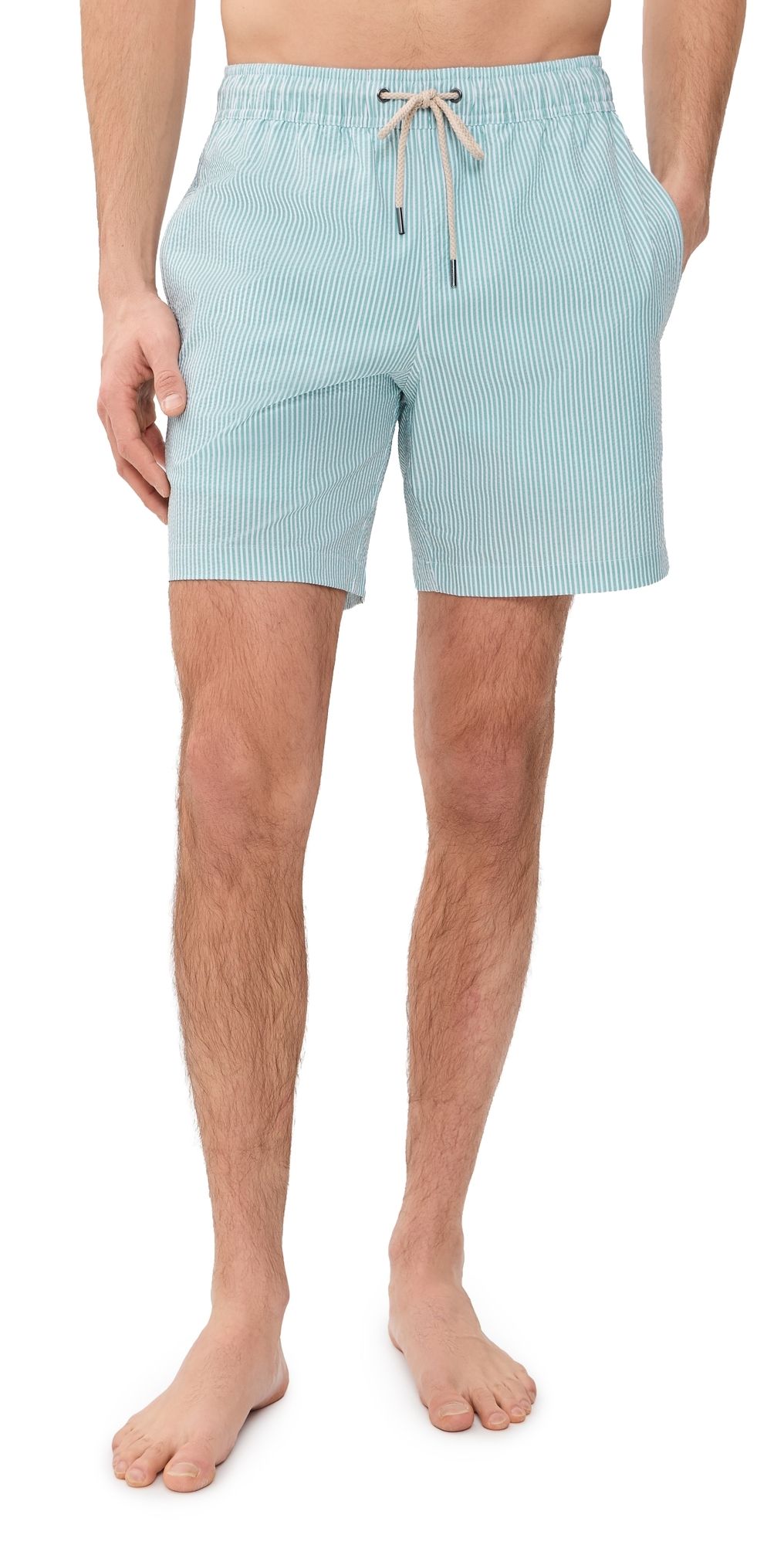 Fair Harbor The Bayberry Swim Trunks 7 Seapine Seersucker XL