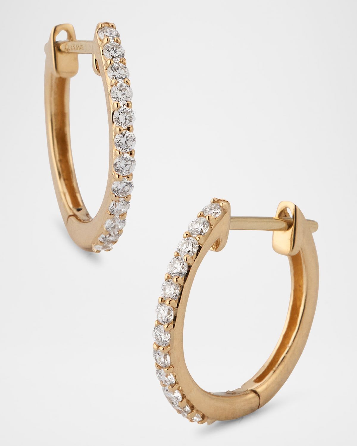 14K Yellow Gold Mini Flawless Diamond Huggie Earrings