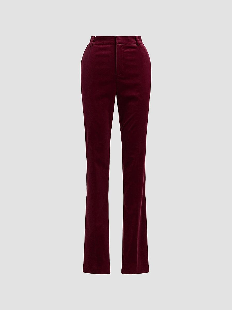 Ralph Lauren Collection Women's Macy Stretch Velvet Pants - Red - Size 8