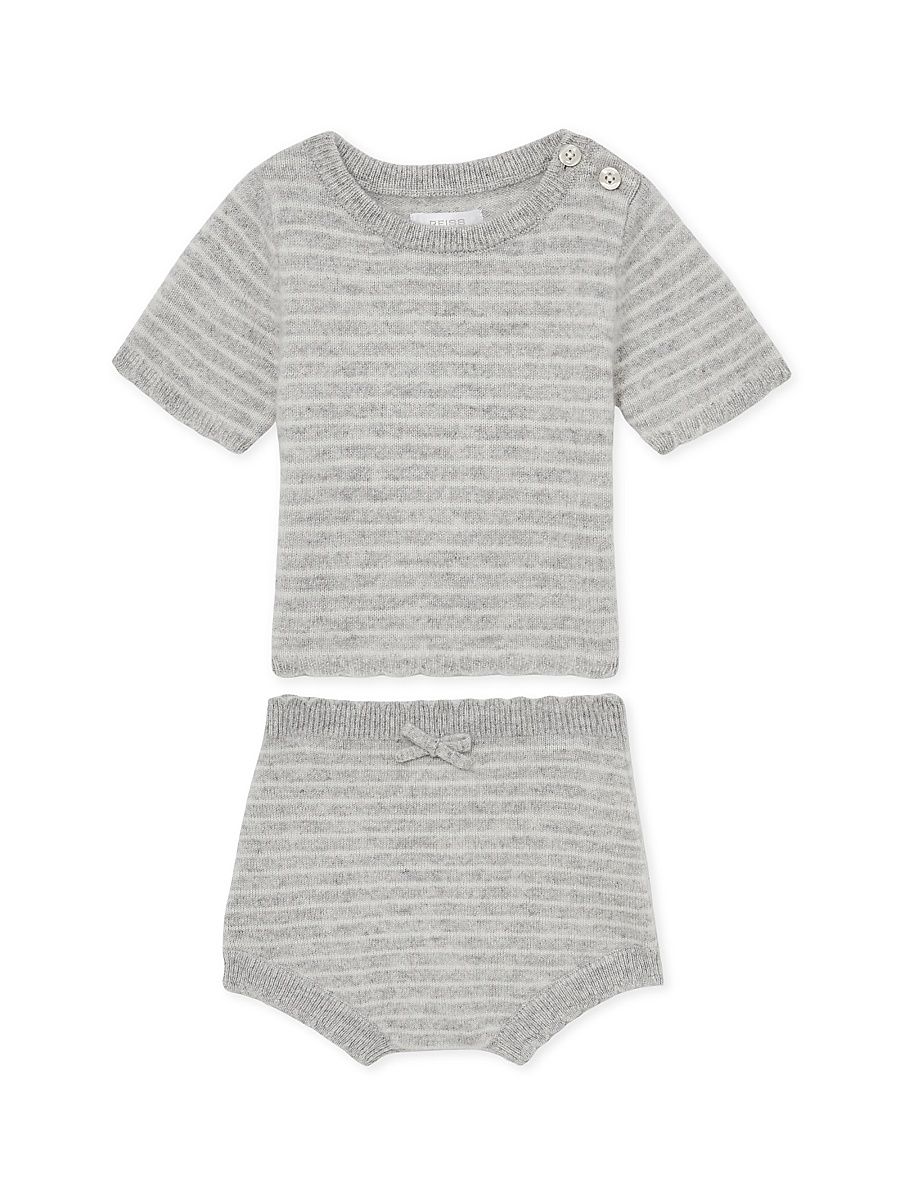 Baby Girl's Francis Striped Cashmere Set - Grey - Size 9 Months
