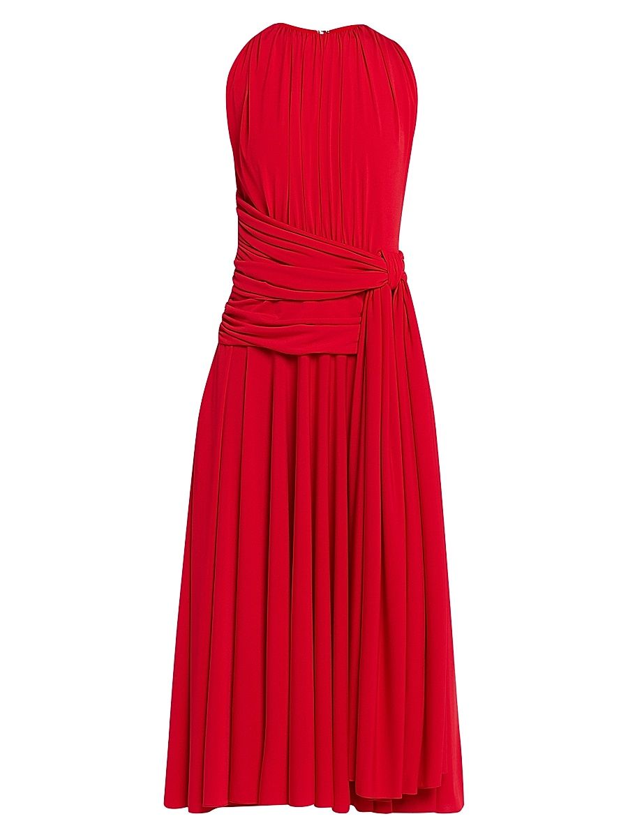Women's The Isadora Knotted Draped Jersey Midi-Dress - Red - Size 8
