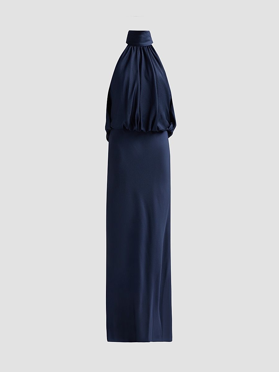 Women's Blouson Halter Gown - Navy - Size 2
