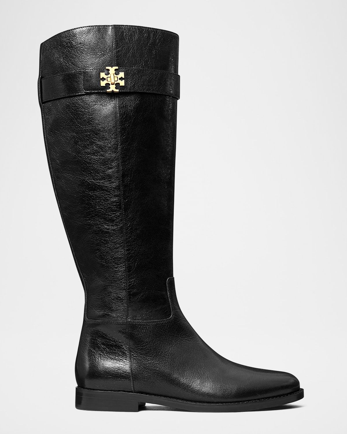 Turnlock Leather Knee-High Riding Boots