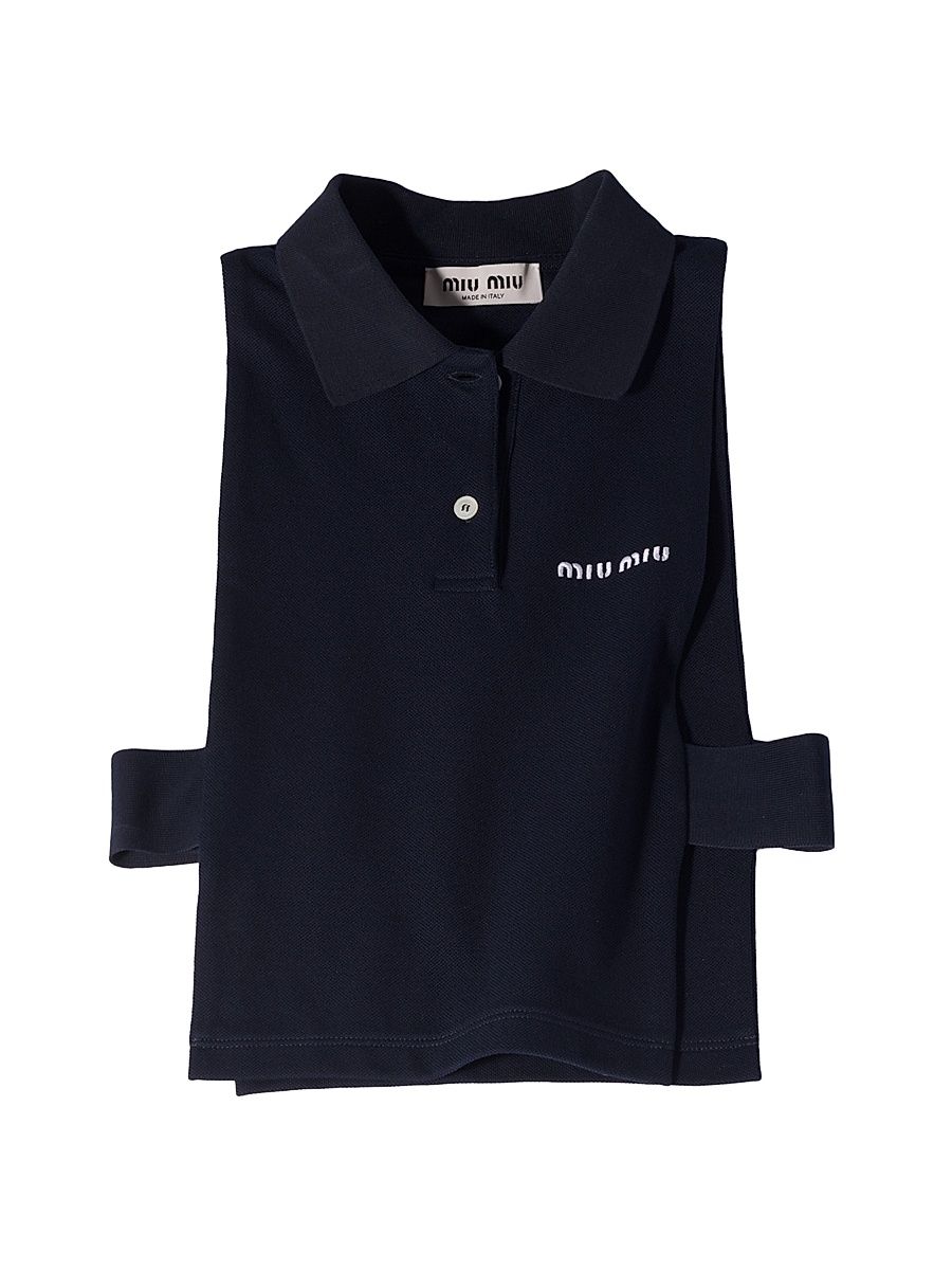 Women's Piqué Polo Vest Shirt - Blue - Size Small