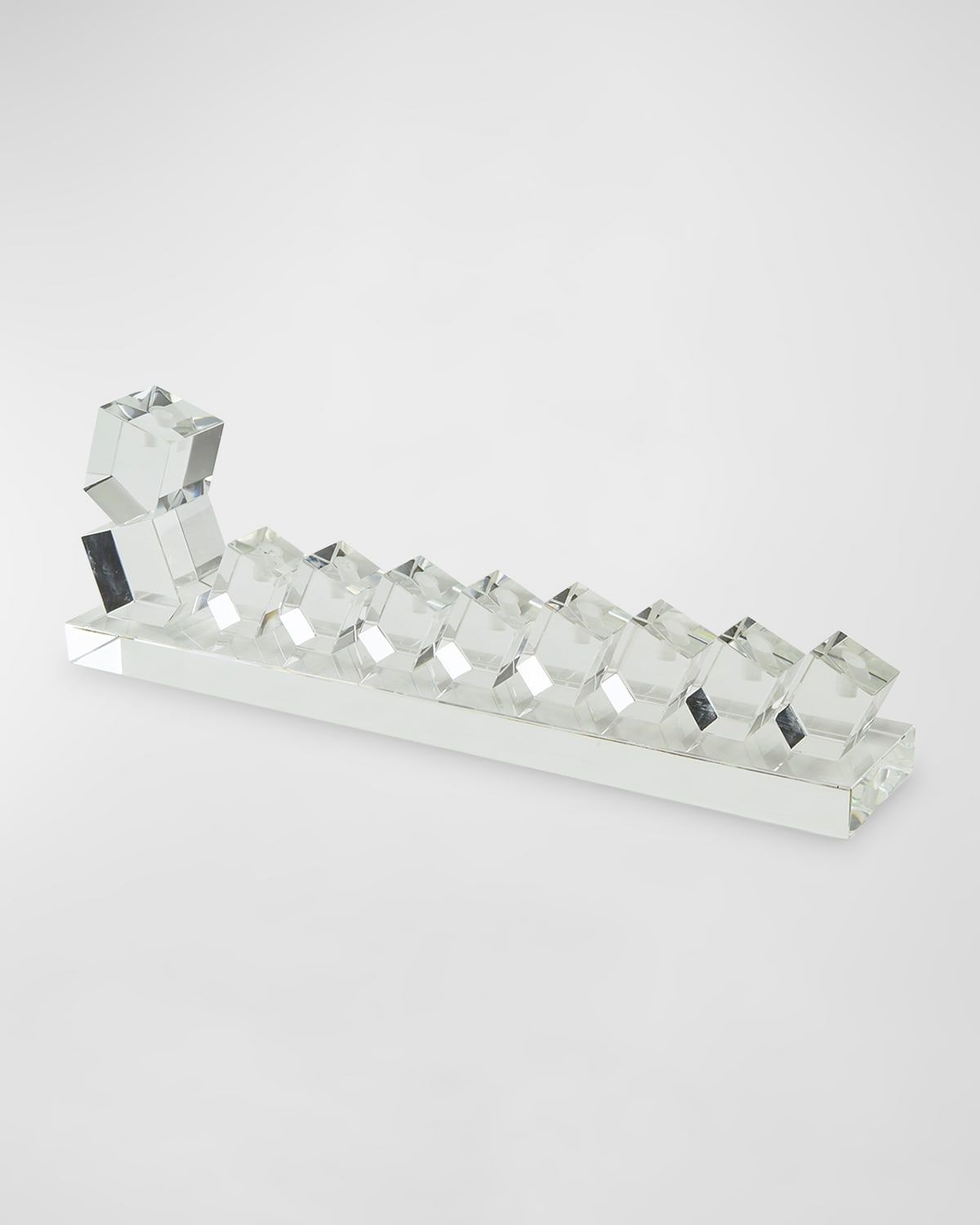 Crystal Glass Dreidel Menorah Clear 14 5/8"X2 3/4"X4 5/8"