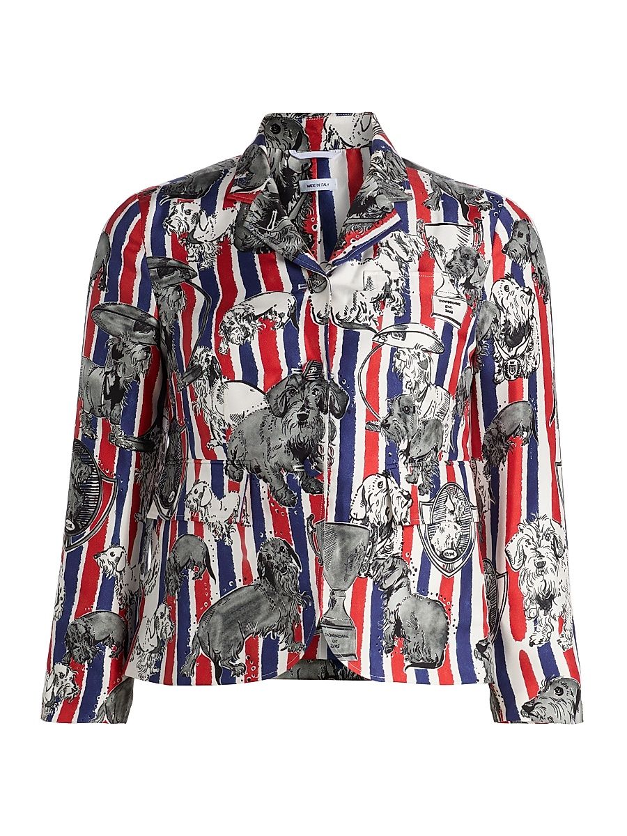 Women's Hector Tricolor Silk Twill Sportcoat - Red White Blue - Size 10