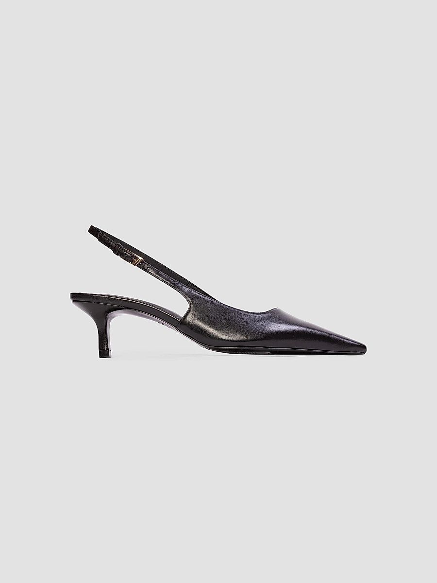 Black Suede Studio Women's Lainey 50MM Leather Pumps - Black Leather - Size 8