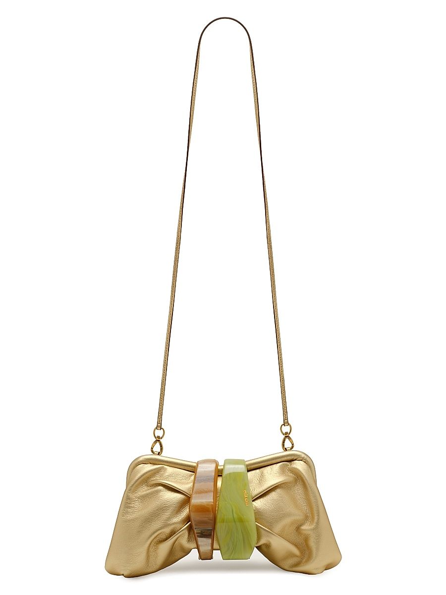 Women's Julita Bow-Style Leather Clutch - Brass