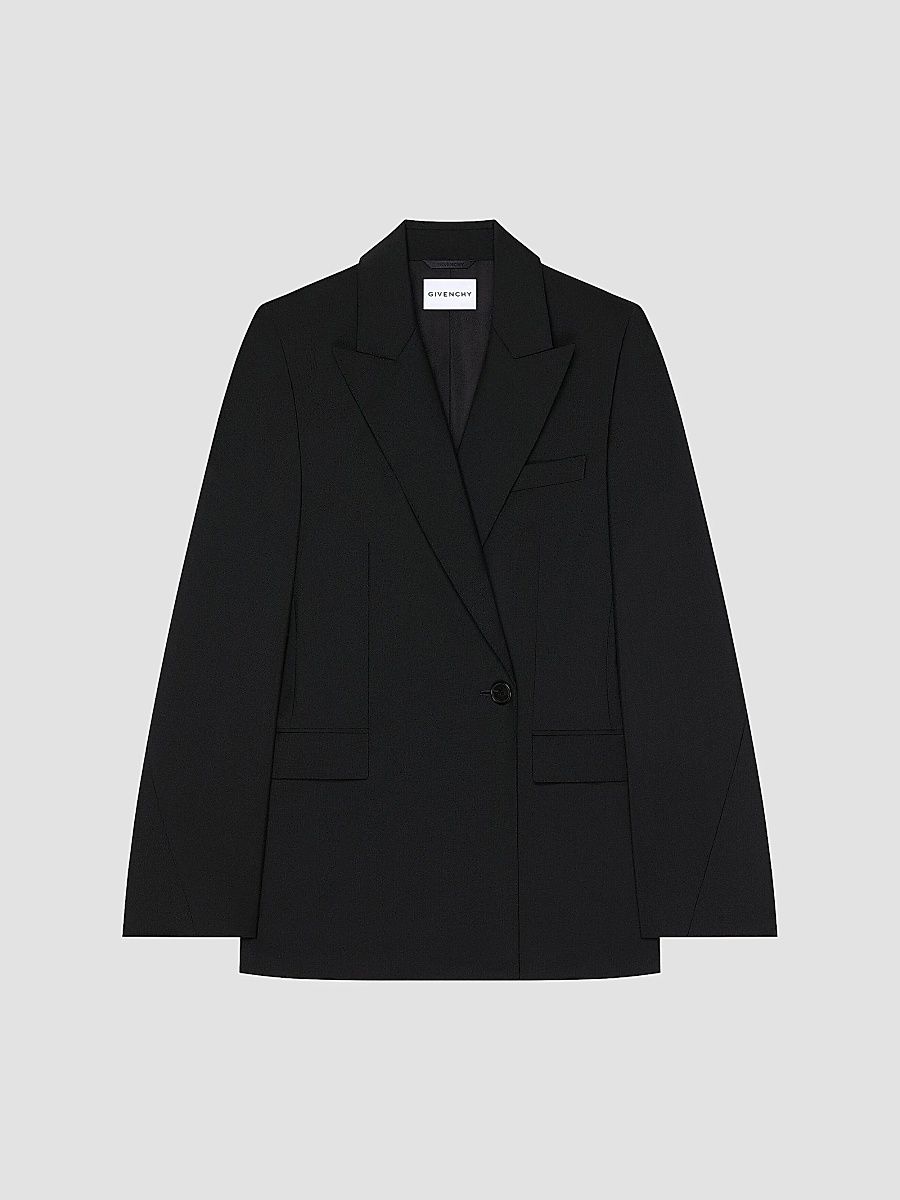Givenchy Women's Double-Breasted Cocoon Blazer in Wool and Mohair - Black - Size 12