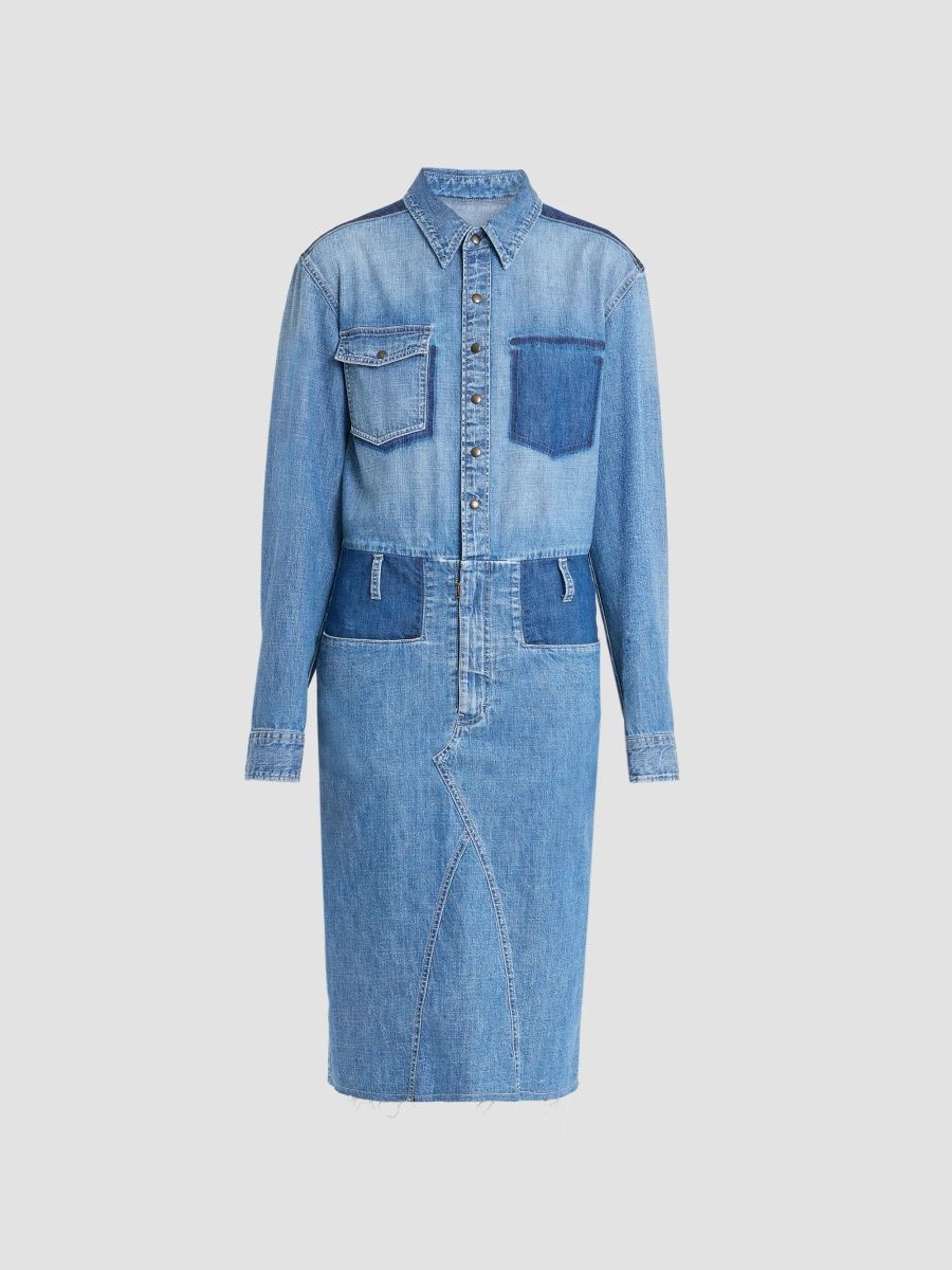 Maison Margiela Women's Denim Midi Shirtdress - Blue Denim Vintage - Size 8
