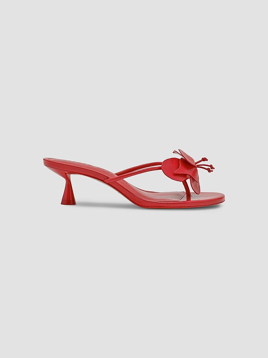 Cult Gaia Women's Addison 55MM Leather Kitten-Heel Sandals - Vermilion - Size 9