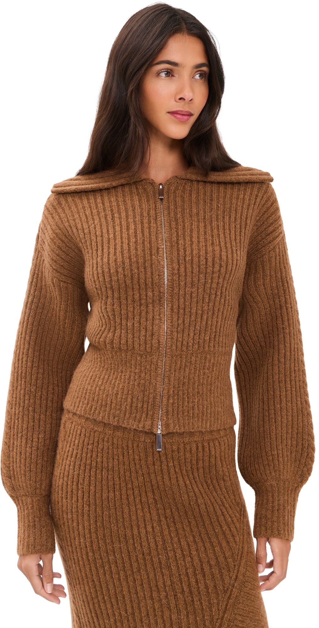 AMUR Emery Cable Knit Cardigan Golden Meadow M