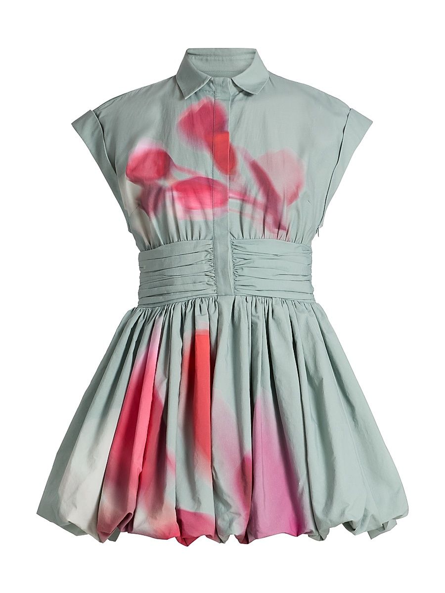 Women's Virena Printed Bubble Mini-Shirtdress - Cumulus Tulip - Size 14