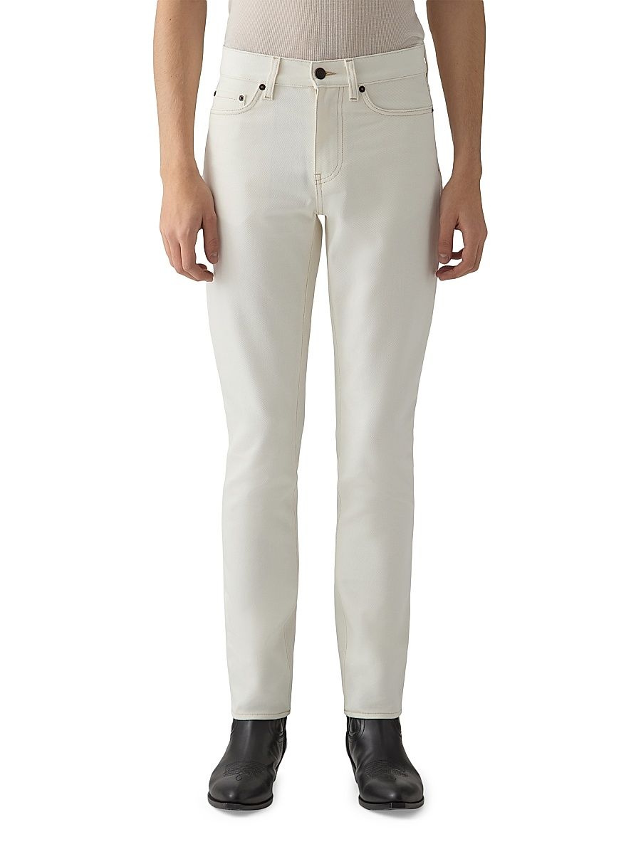 Men's Stretch-Denim Mid-Rise Slim-Fit Jeans - Off White - Size 34