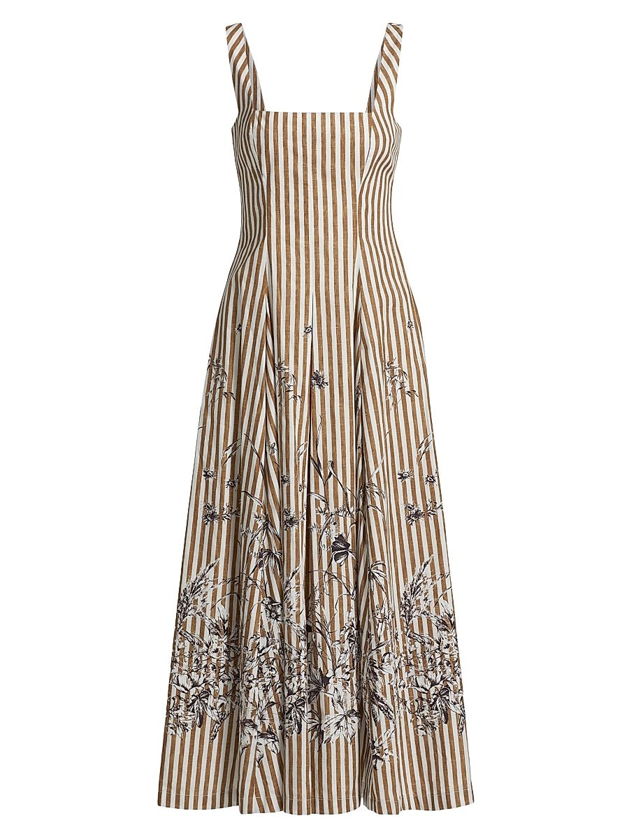 Women's Caitlin Striped Midi-Dress - Walnut - Size 6