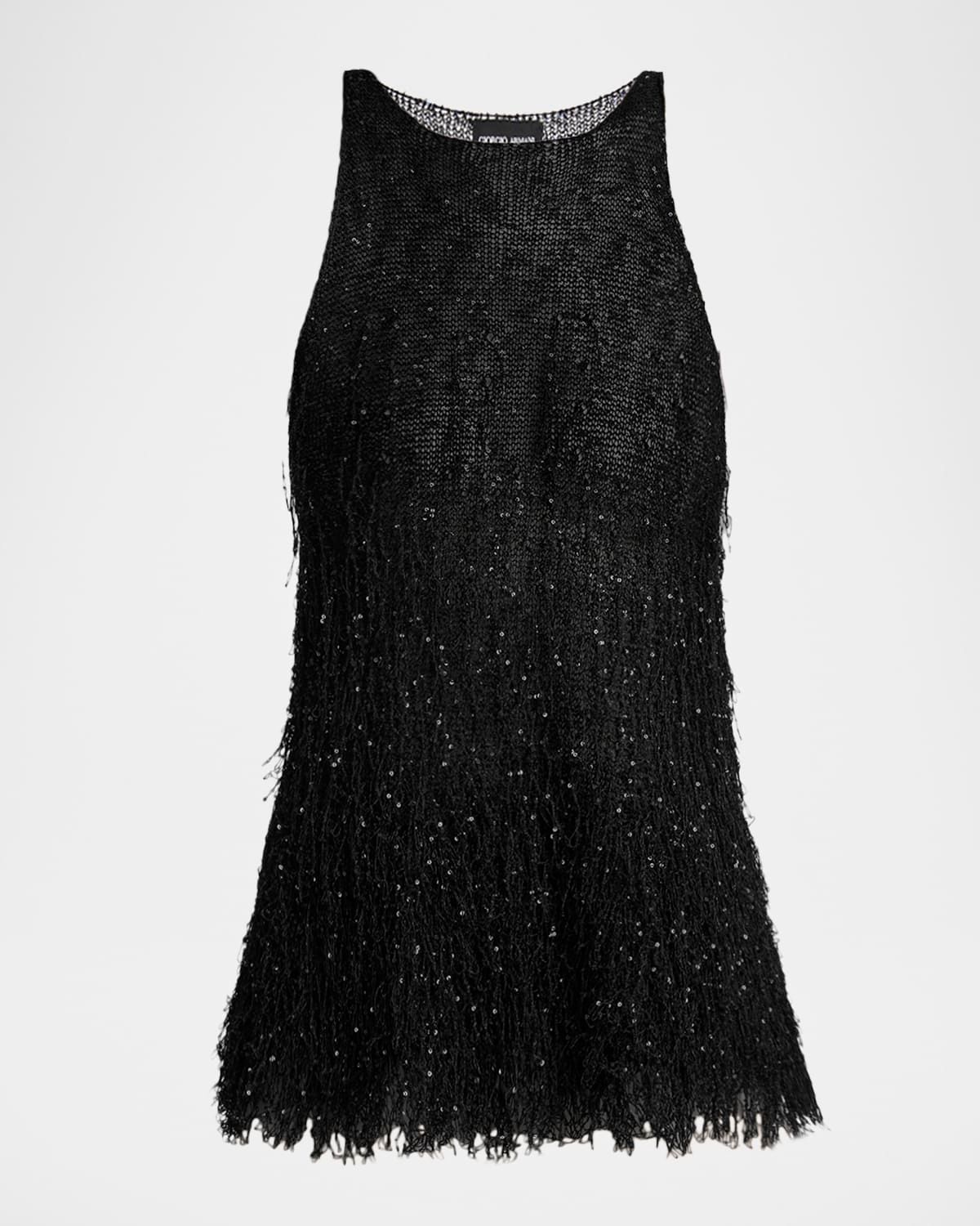 Sleeveless Beaded Fringe Knit Top