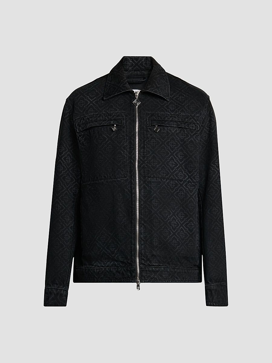Men's Monogram Full-Zip Denim Jacket - Black - Size XXL