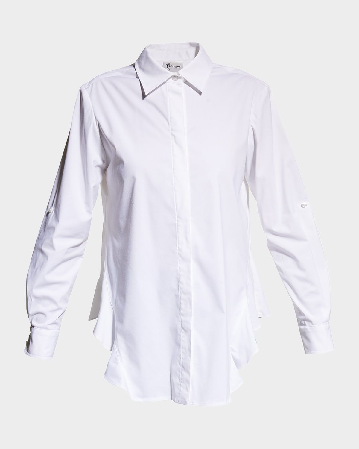 Agatha Side-Flounce Poplin Shirt