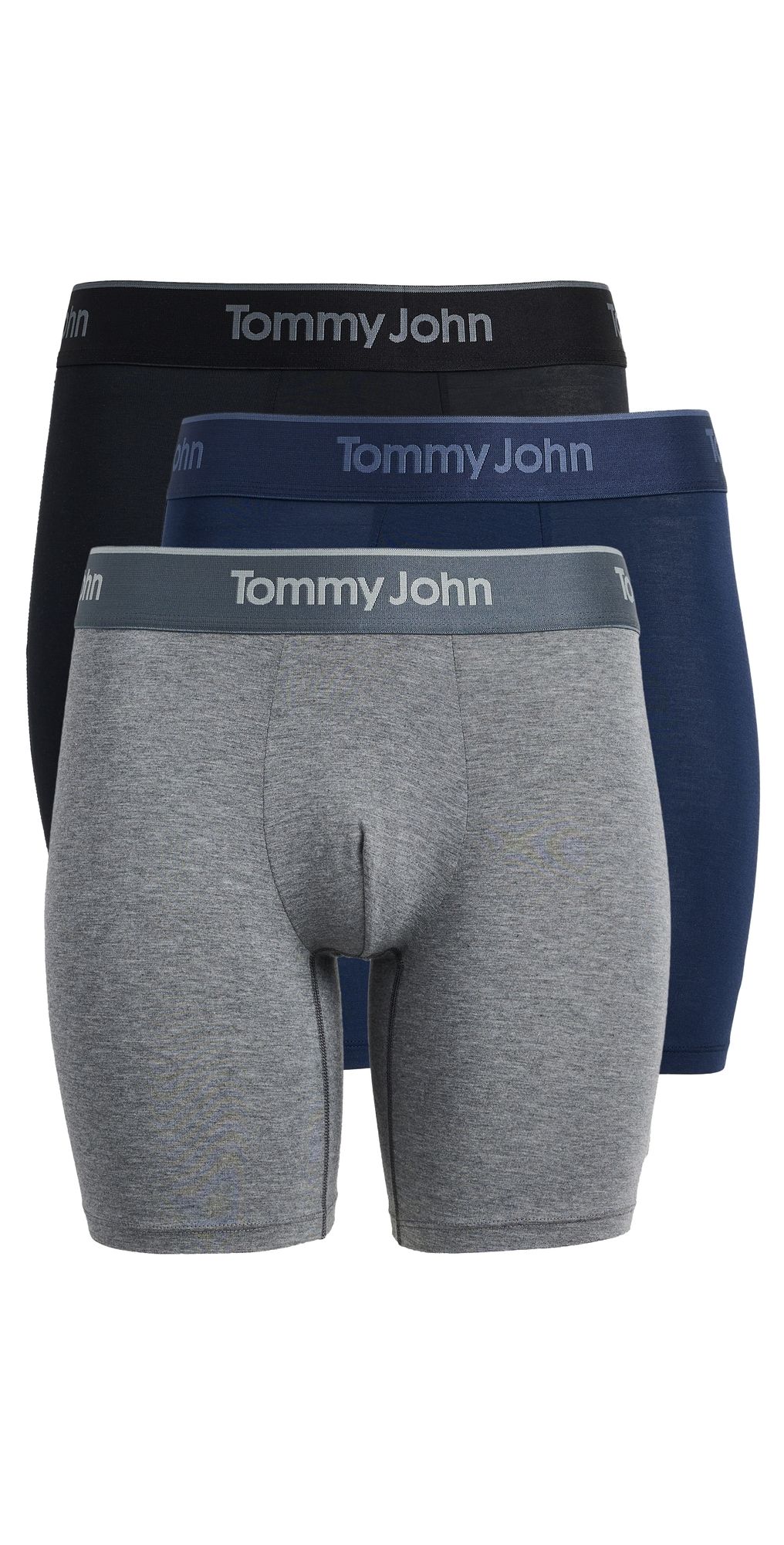 Tommy John Second Skin 6 Boxer Briefs 3 Pack Black/MedHeatherGrey/DressBlue S