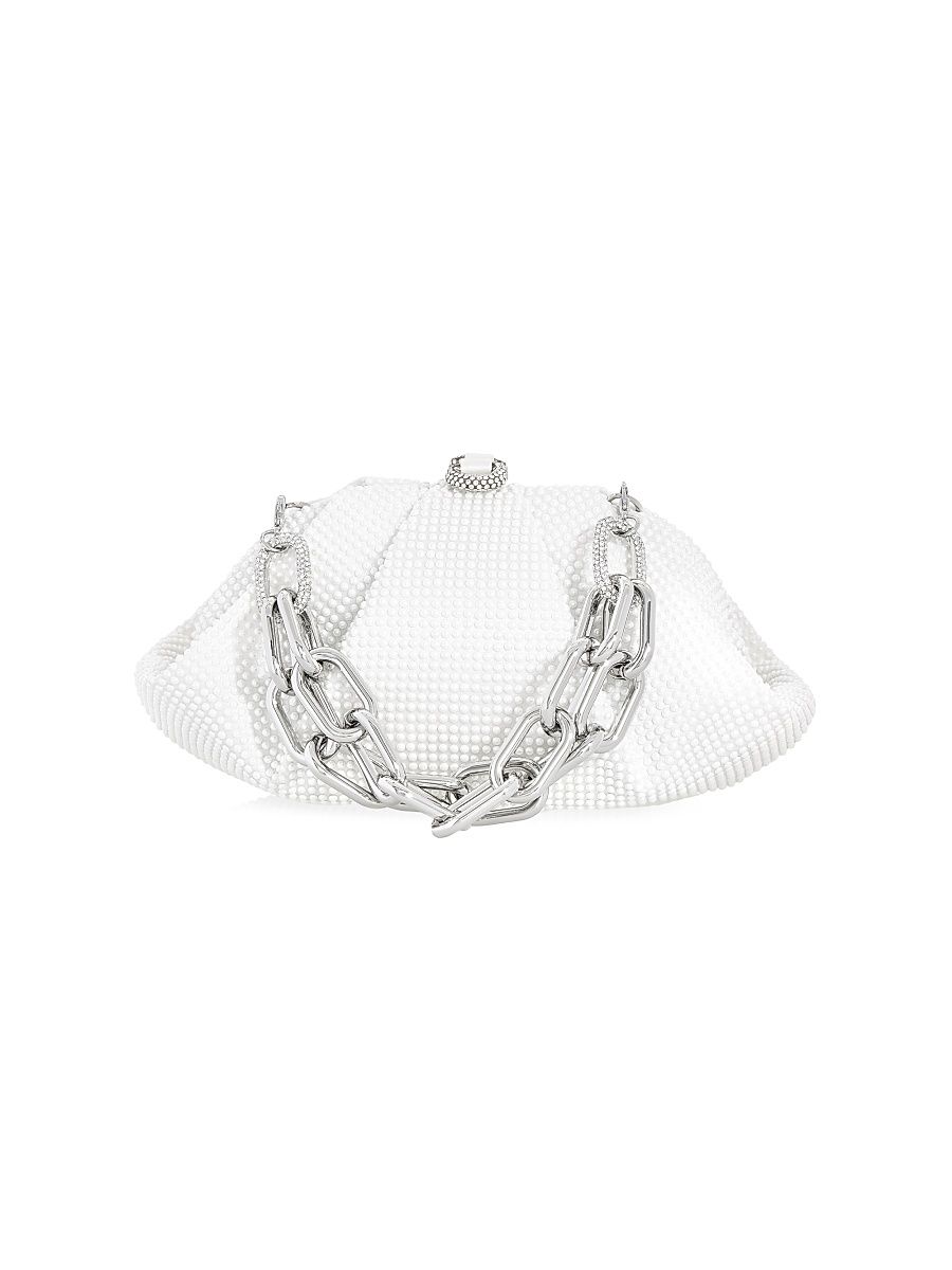 Women's Gemma Crystal & Imitation Pearl Clutch - Pearl