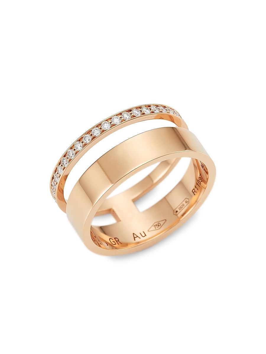 Women's Berbere 18K Pink Gold & Diamond Double-Band Ring - Rose Gold - Size 6.75