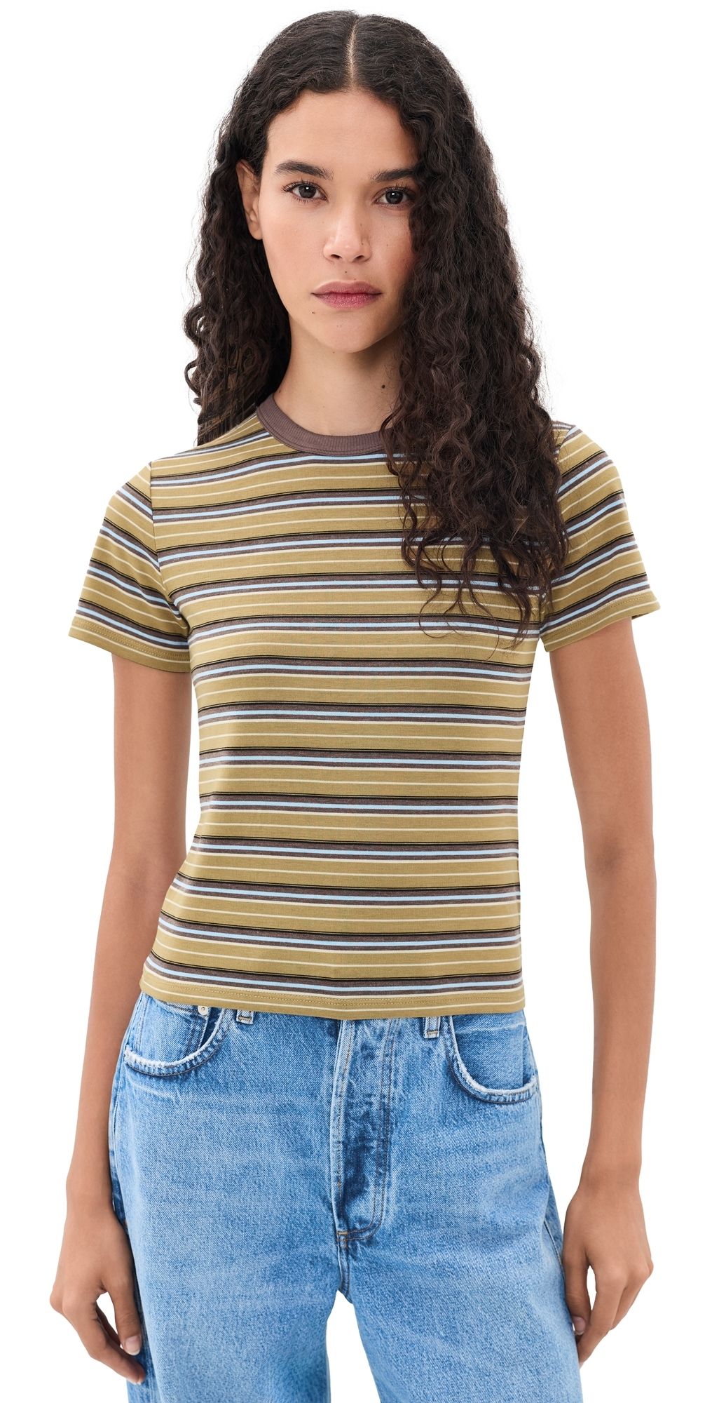 Joe's Jeans The Baby Tee CAMEL MULTI STRIPE M