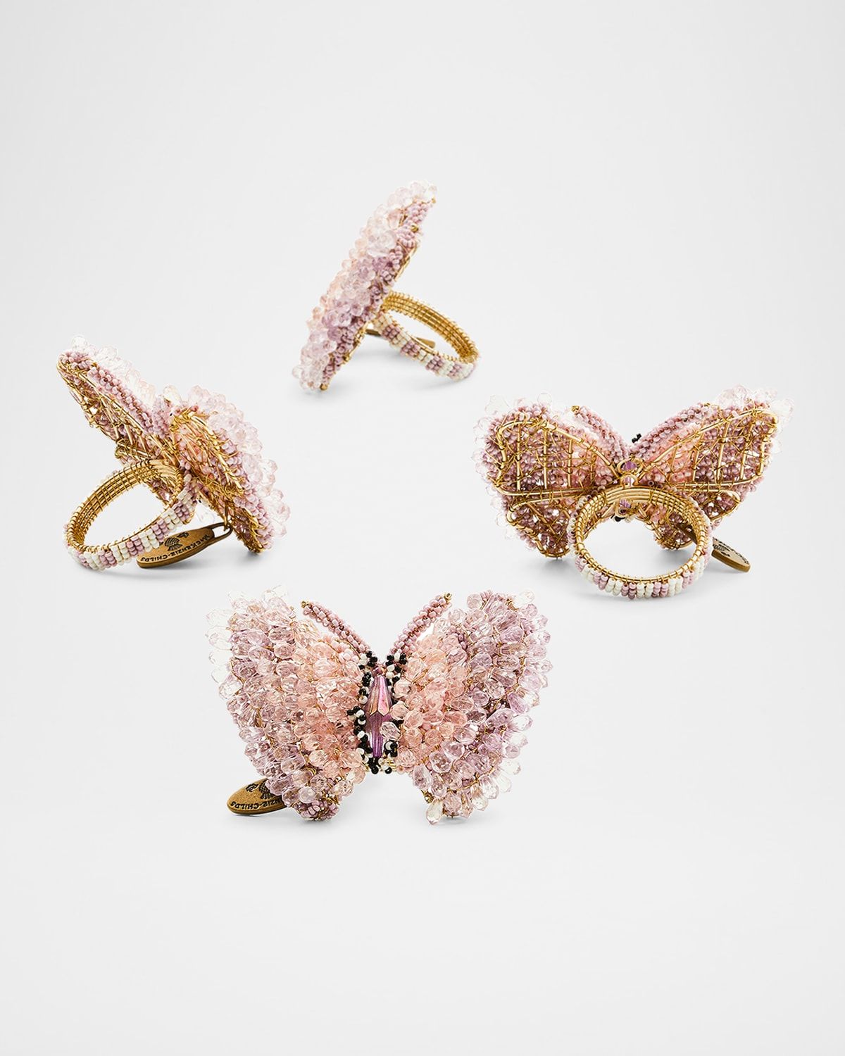 Pink Butterfly Hill Napkin Rings, Set of 4