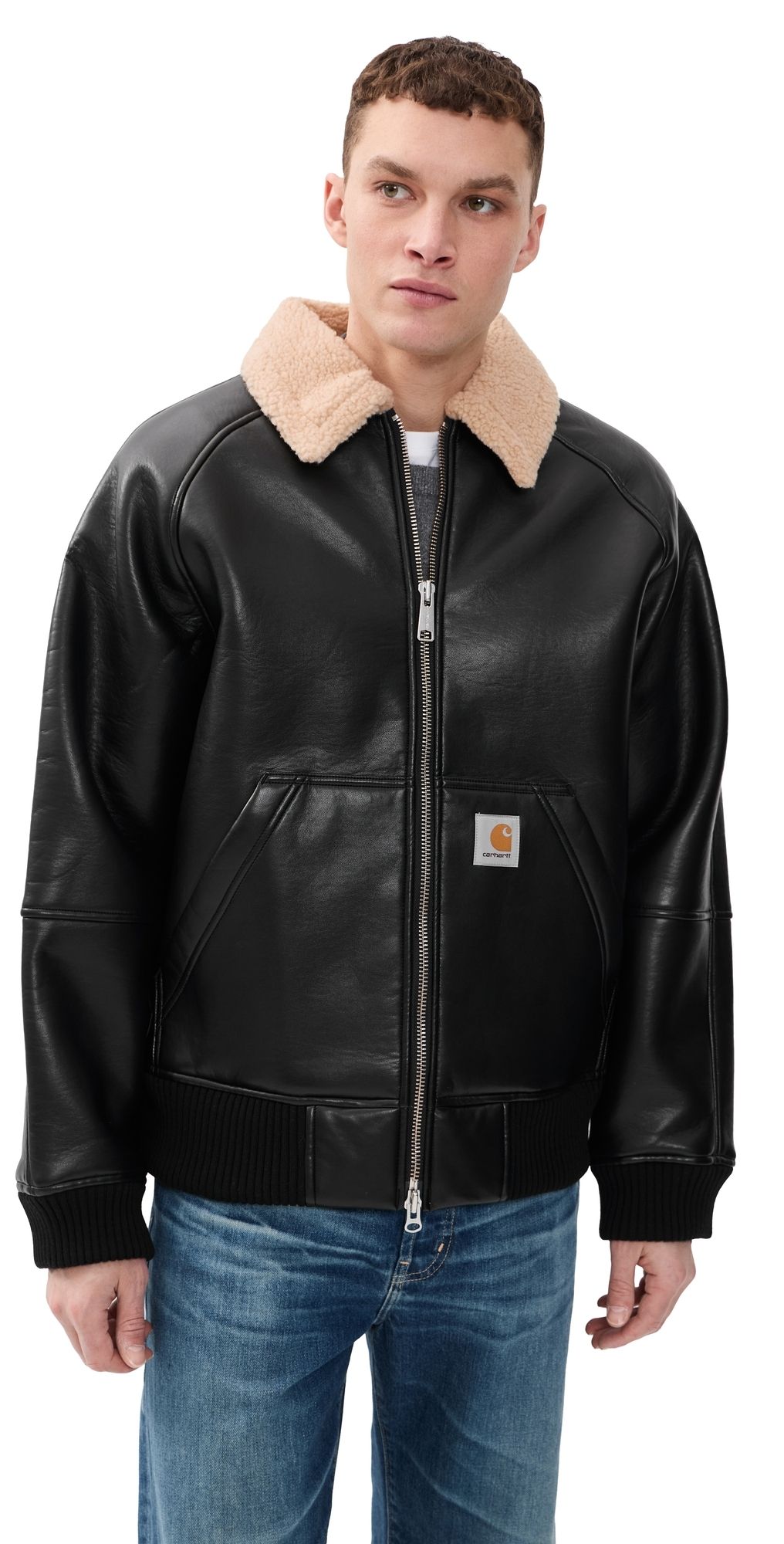 Carhartt WIP Shepton Faux Leather Jacket Black / Natural S