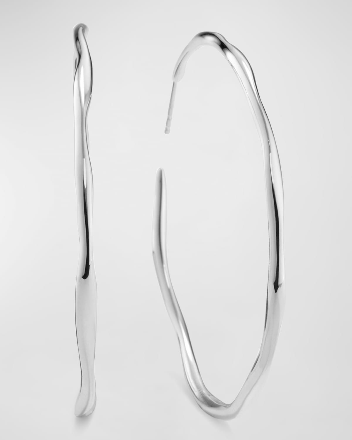 Large Squiggle Hoop Earrings in Sterling Silver