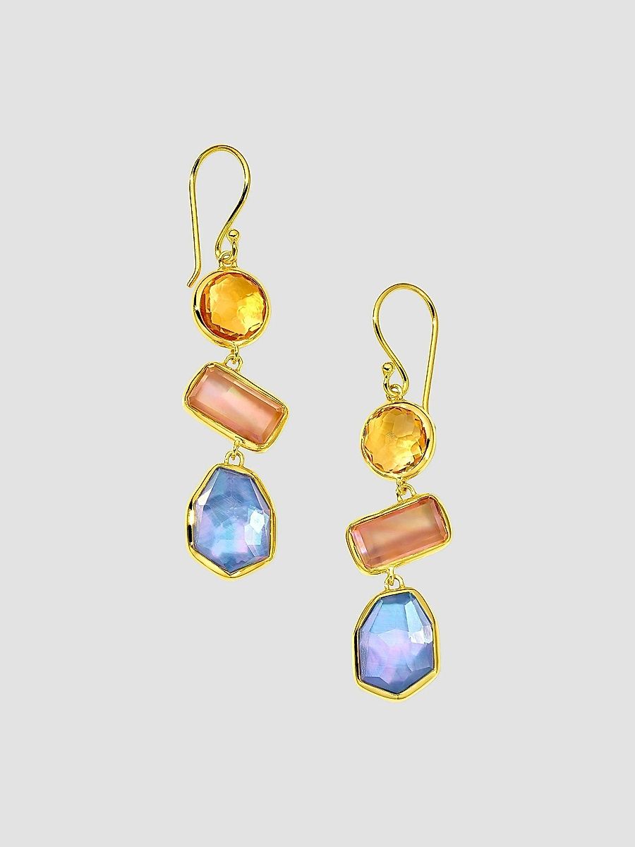Ippolita Women's Rock Candy 18K Yellow Gold & Multi-Gemstone Triple Drop Earrings - Wildflower