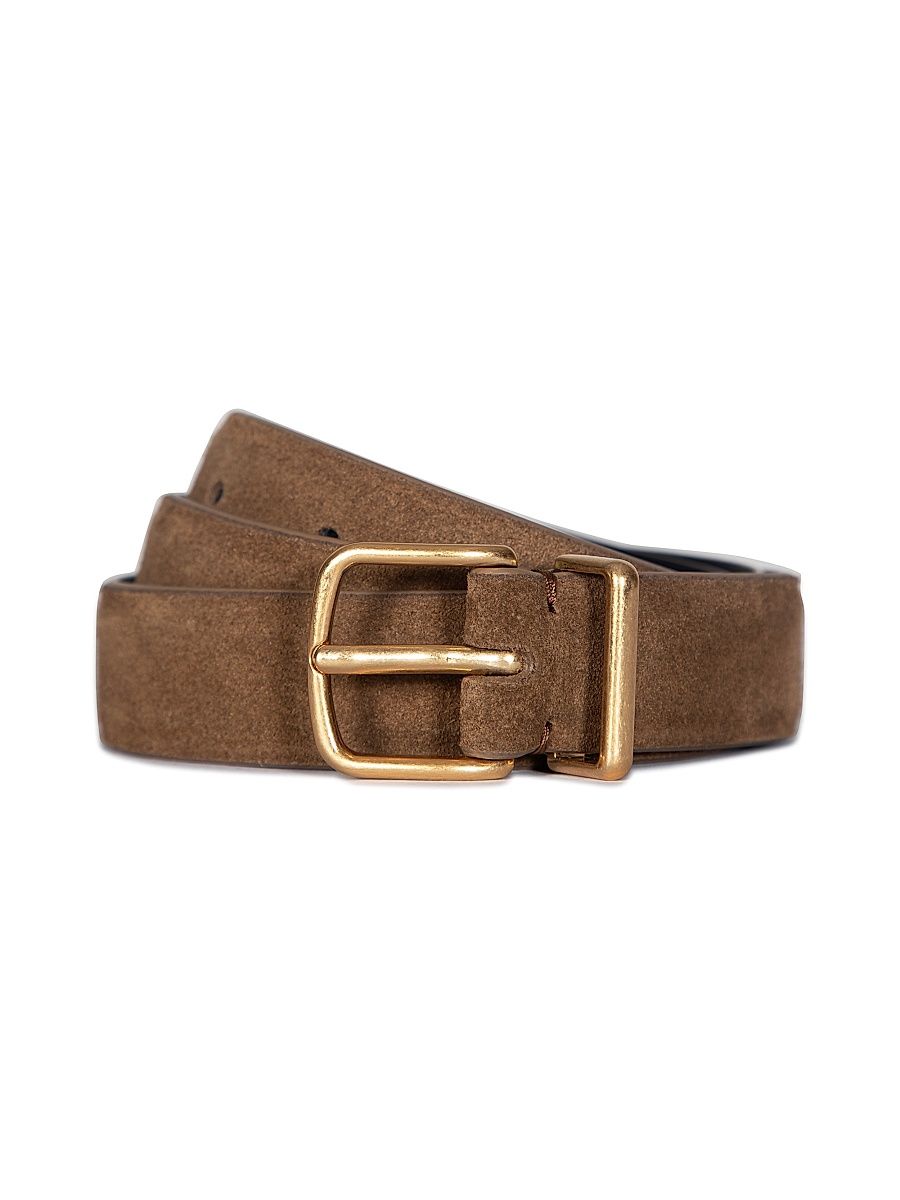 Women's Suede Polished Buckle Belt - Elmwood - Size XS