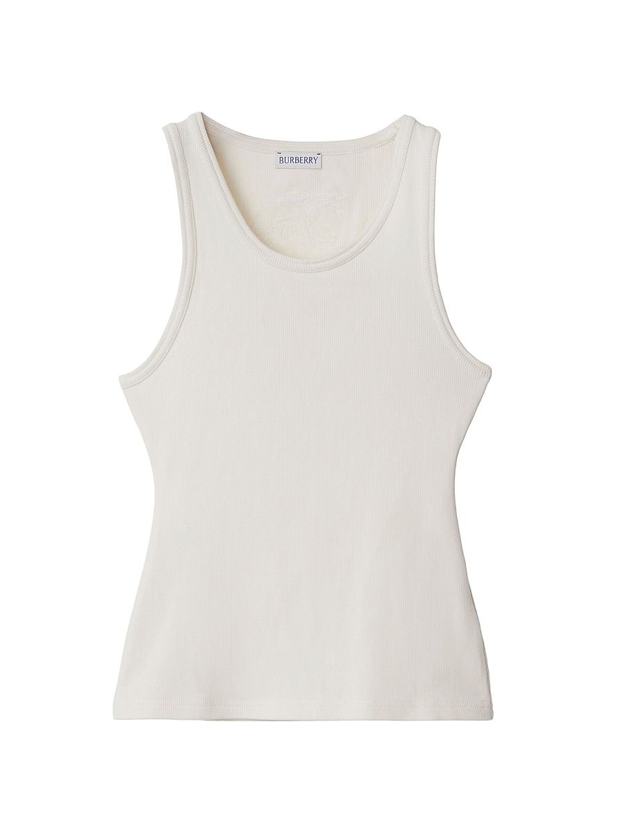 Women's Ribbed Stretch-Cotton Sleeveless Vest - Salt - Size XXL