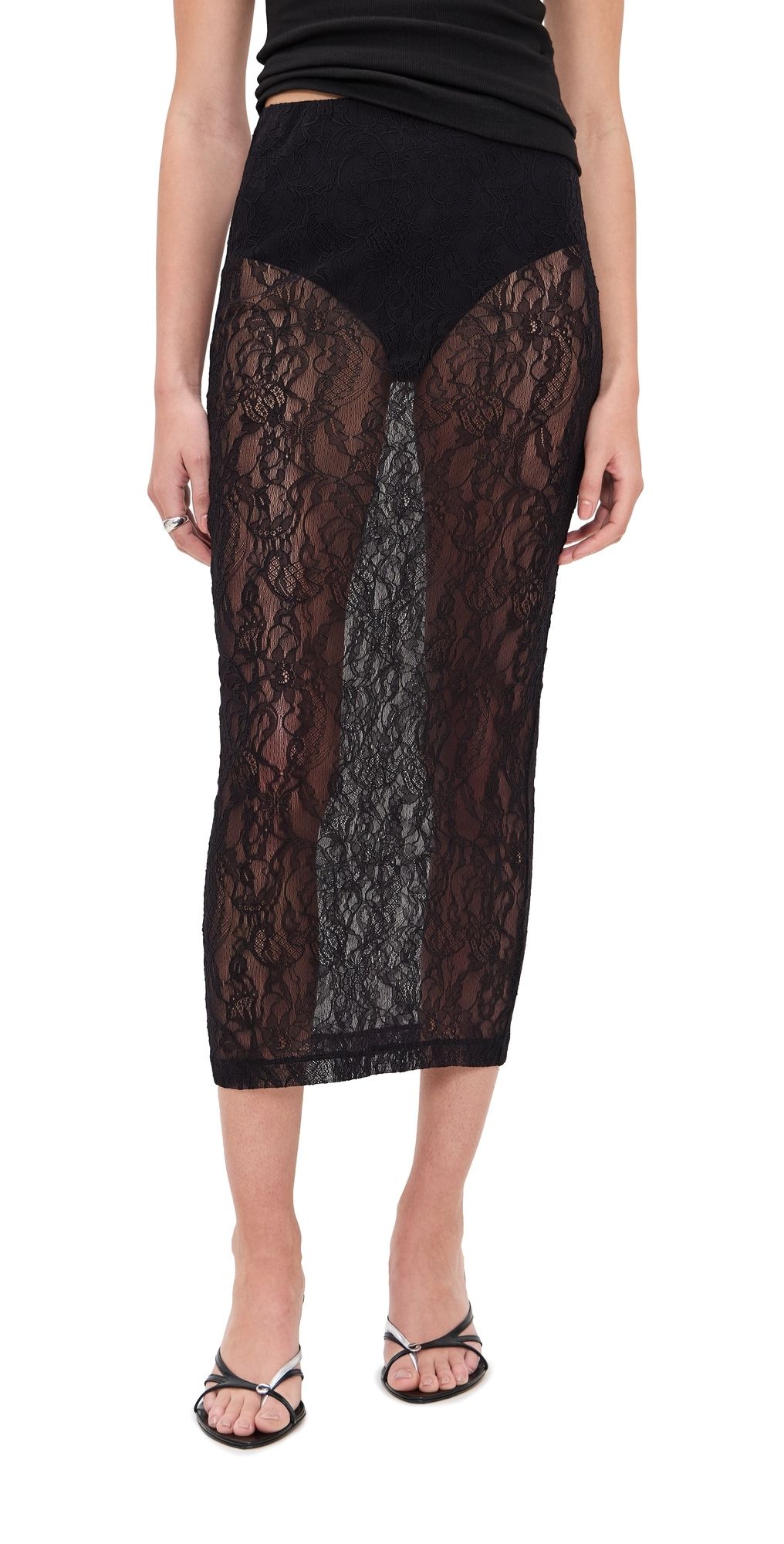 WARDROBE. NYC Lace Tube Skirt Black XL
