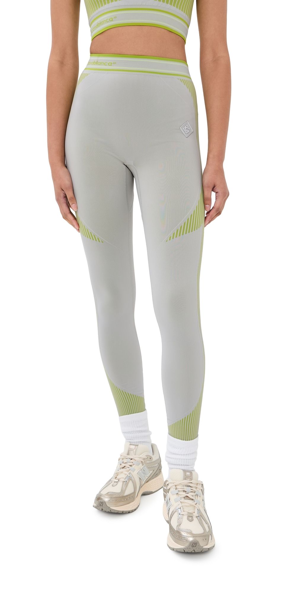 Casablanca Seamless Ankle Leggings Grey/Lime S/M