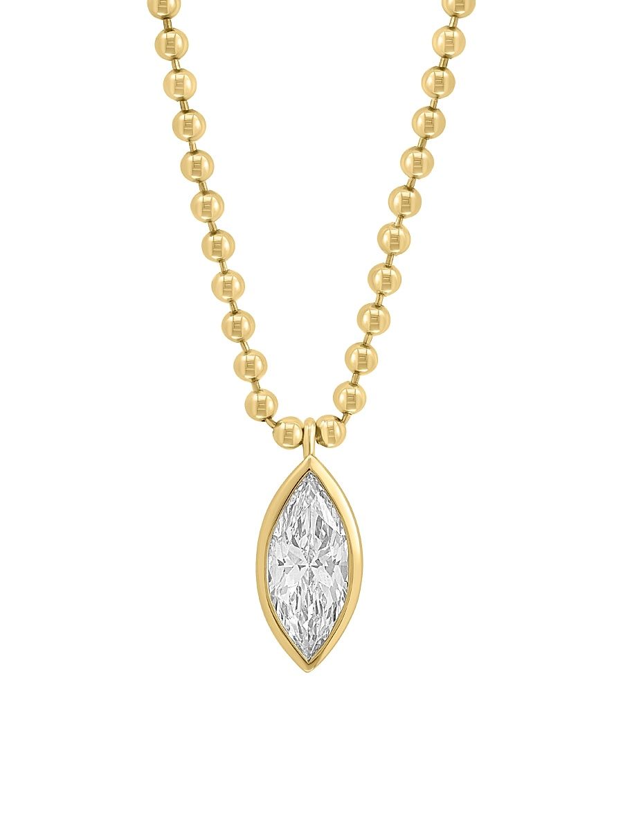 Women's 14K Yellow Gold & 1.00 TCW Marquise-Cut Lab-Grown Diamond Pendant Necklace - Yellow Gold
