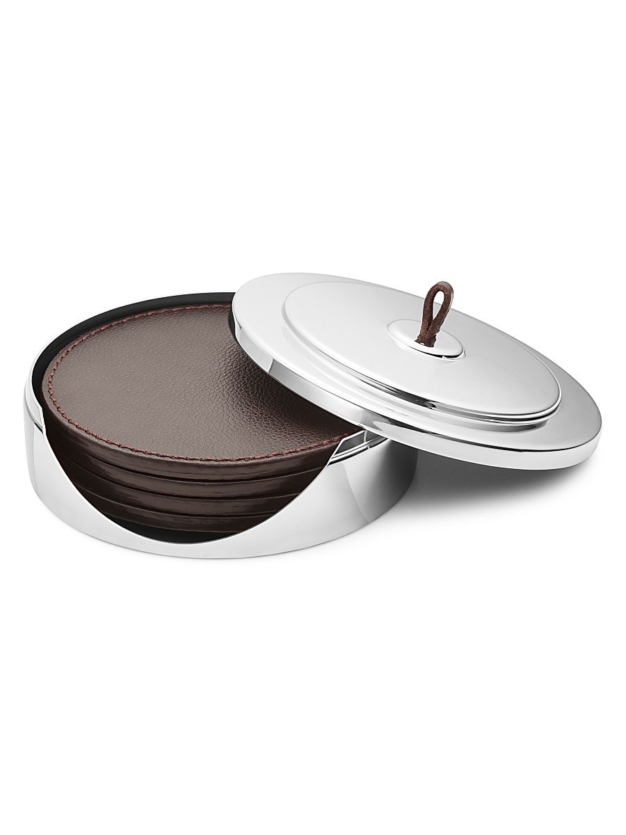 Manhattan 4-Piece Leather Coaster Set