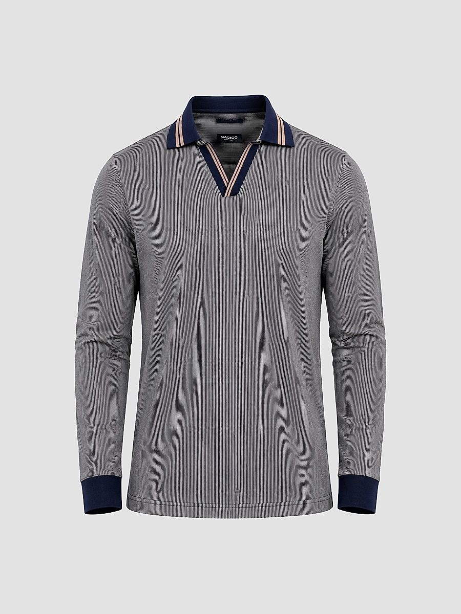 Men's Knitted Polo Shirt - Grey - Size Small