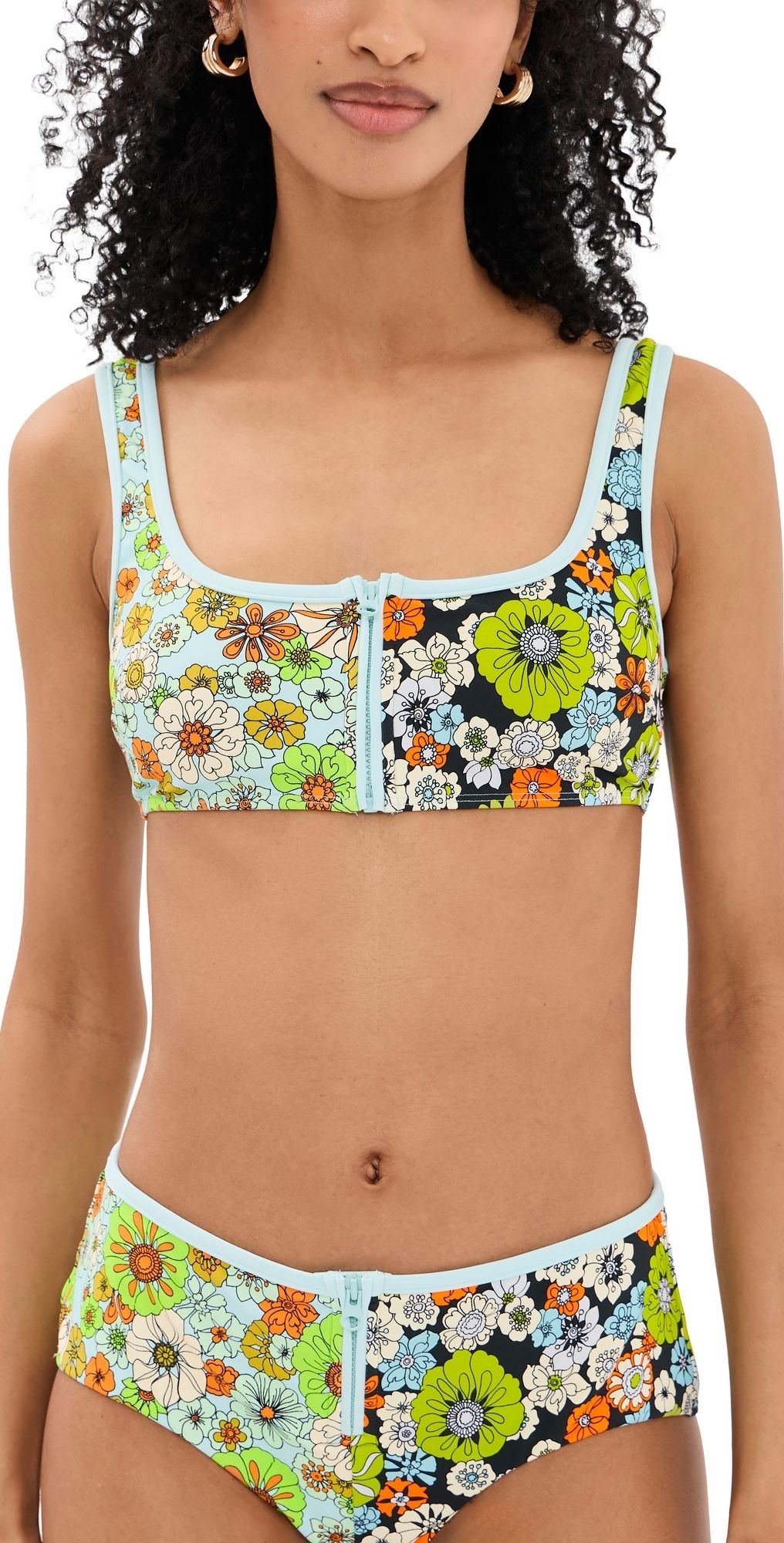 ALÉMAIS Orange Blossom Zip Scoop Bikini Top Multi XS