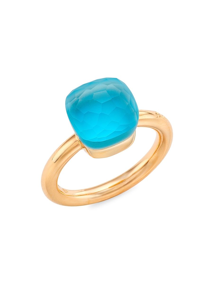 Women's Nudo Gelè Classic Sky Blue Topaz, Turquoise, Mother-Of-Pearl 18K Rose Gold & 18K White Gold Ring - Rose White Gold - Size 6