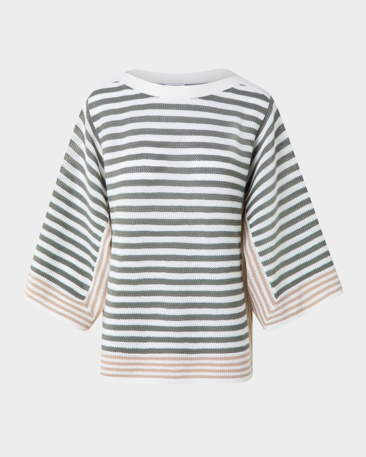 Striped Knit Bracelet-Sleeve Sweater