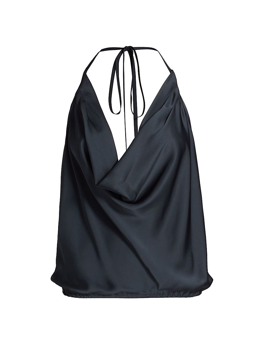 Women's Hettie Halterneck Top - Navy - Size XL