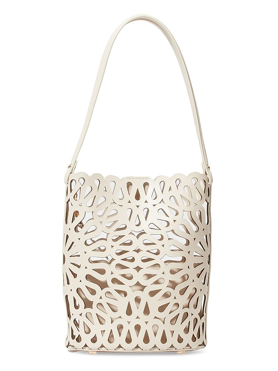 Women's McCall Laser-Cut Leather Bucket Bag - Cream