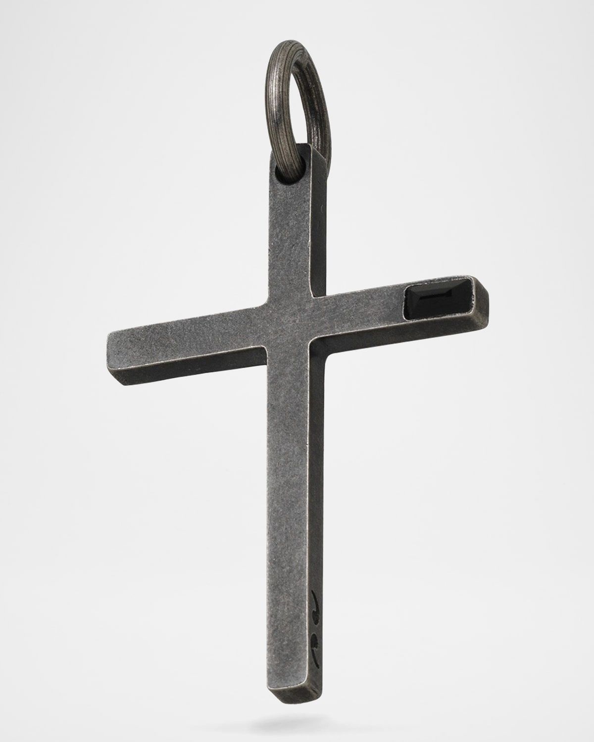 Men & apos;s Cross Pendant with Black Onyx, Silver