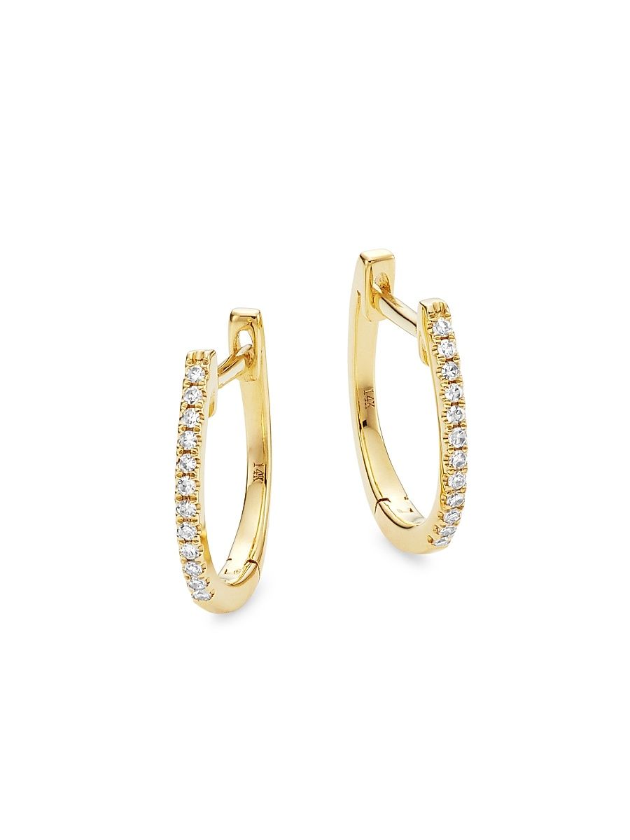 Women's 14K Yellow Gold & 0.08 TCW Diamond Huggie Earrings - Yellow