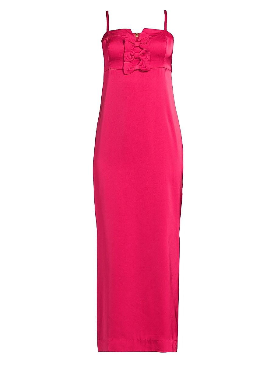 Women's Jean Bow Midi-Dress - Raspberry Rouge - Size 12