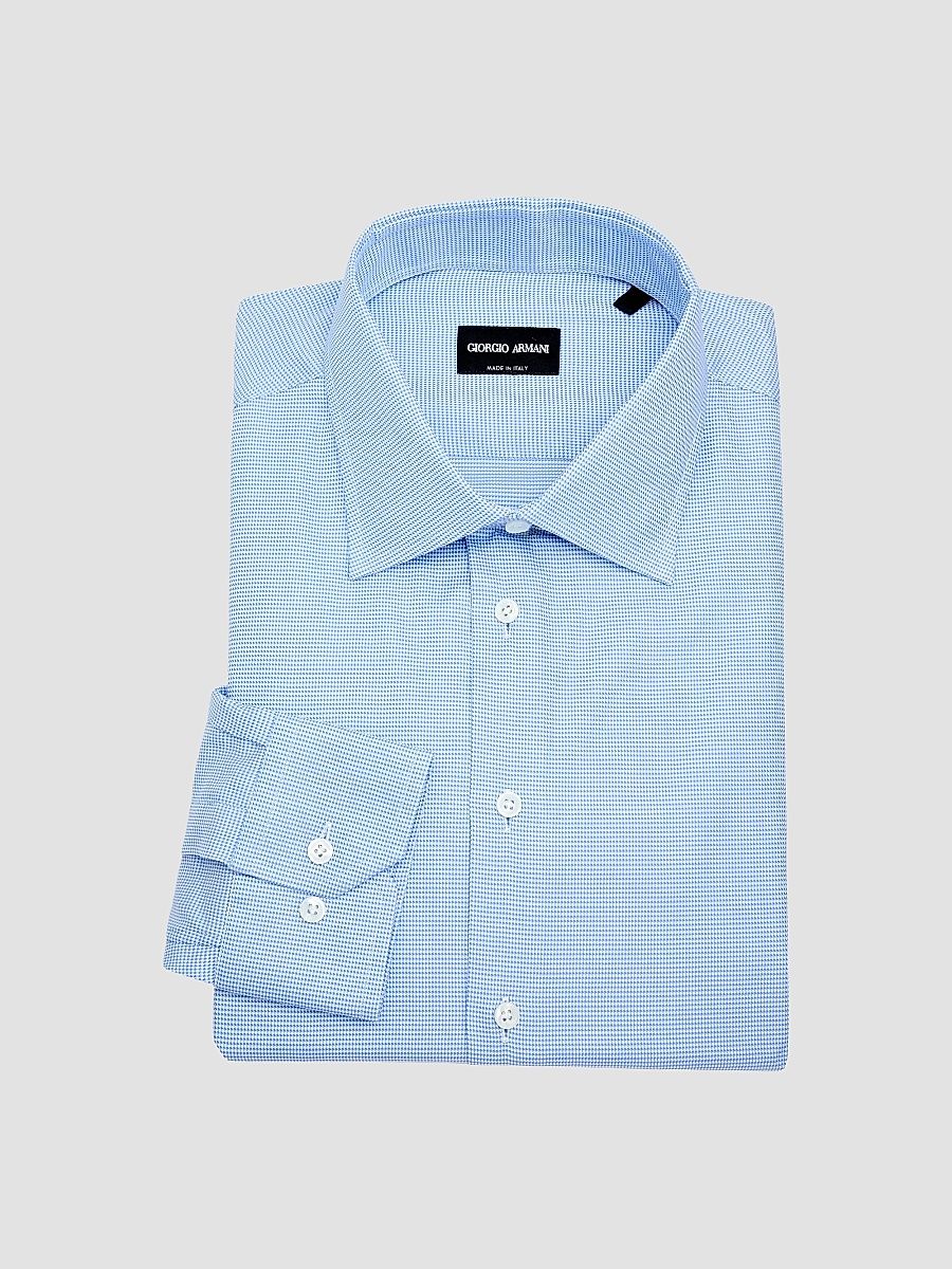 Giorgio Armani Men's Houndstooth Dress Shirt - Light Blue - Size 15.5