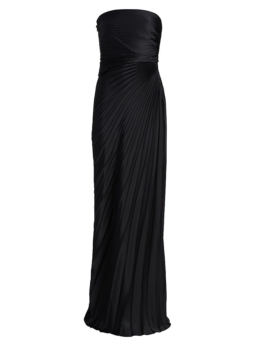 Women's Bianca Pleated Strapless Gown - Black - Size 12